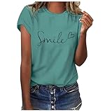 Tshirt Damen Baumwolle Sommer Mode Bunte Bedrucktes T-Shirt Rundhals Kurzarm Oberteile Casual Locker Basic Tee Shirts Teenager Mädchen Italienische Tunika Tops Sportshirt