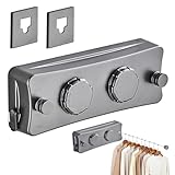 Wapasezyar WäScheleine Ausziehbar Doppelseil, Einziehbare Wäscheleine mit Stahlkern, Spannbare Wandwäscheleine mit 5,1 m Zwei Linien Edelstahlseil für Balkon