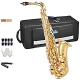 EastRock Alt Saxophon Students Altsaxophon Goldlack mit Hartschalenkoffer, Mundstück, Mundstückpolster, weißen Handschuhen,Riemen,Geeignet für Anfänger, Erwachsene, Profi-Künstler (Gold)