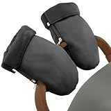 Baby Uma Kinderwagen Handwärmer Handschuhe – Fleece-gefüttert, wasserabweisend, mit Reißverschluss – Universalgröße – Zubehör für Kinderwagen (Schwarz)