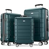 SHOWKOO Kofferset 3 Teilig Hartschale Leicht ABS+PC Erweiterbar Reisekoffer Haltbar Trolley Handgepäck Sets mit TSA Schloss und 4 Rollen (M L XL -Armeegrün)