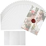 60 Stück Pergamentpapier für Einladungen Pergamenthüllen - A5 15x21 cm Vorgefaltet Vellum Paper Jacket Durchscheinende für Hochzeit Babyparty Geburtstag