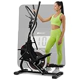 Hop-Sport Cross Stepper für zuhause HS-400B Icon - 2-in-1 Crosstrainer und Stepper mit Trainingscomputer - innovatives Trainingsgerät verbindet das Stepper- und Crosstrainer-Training (Schwarz/Rot)