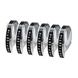 Nihcora Etikettenband, kompatibel mit Prägeetikettenband für Etikettendrucker 1880 E-101, 9 mm, 6 Stück