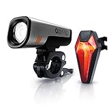 CSL - Fahrradlampenset mit Akku StVZO zugelassen – 2600 mAh Frontlicht, 180 mAh Rücklicht – Aufladbar über USB Port - StVZO - 40 Lux - CREE LED - Akkulicht - Schnellbefestigung - Fahrradlicht Set