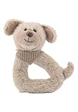 Sterntaler Greifling Hund Lucky - Motorikspielzeug zum Rasseln, Fühlen und Spielen - Kuscheltier für Baby und Kinder mit Rassel als treuer Freund - Baby Spielzeug aus weichem Stoff, graubeige