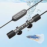 FEDOUR 18CM Aquarium Led Beleuchtung, 24/7-Modus Aquarium LED Licht mit Vollspektrum RGBW LEDs, IP68 Wasserdichte Fisch Tank Lampe mit Dimmen, Timer- und Farbverstellung