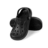 HEYO Clogs Herren Damen Leichte Gartenschuhe Pantoletten Unisex Gartenclogs Sandalen (Schwarz, EU Schuhgrößensystem, Erwachsene, Numerisch, M, 45)