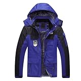 Bluelucon Sonnenschutzjacke Herren Warm Sport Winterjacke Farbe blockierende Stand Up Kragen im Freien funktionale Große Größen Wasserdicht Gefüttert Skijacke Winterjacke Snowboardjacke Wanderjacke