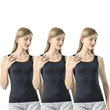 Ci & Ci 3er Set Spaghetti Top Damen Unterhemd Spaghettiträger Tank Top mit Basic Cami Tank Top für Frauen und Mädchen, Schwarz, M-L