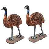 Amosfun 2st Straußenschmuck Strauß-Figur Für Kleines Straußenornament Vogel Figur Kunsthandwerk in Straußenform Simuliertes Straußmodell Straußenstatue Straußenfiguren Plastik Brown