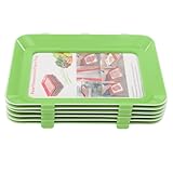 CUMELLIIR Frischhaltetablett 6er Set, Wiederverwendbares Einmachtablett Stapelbar, Aufschnittboxen Für Kühlschrank, Wurst Aufbewahrung, Konservierungsschale Für Lebensmittel, Grün