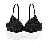 Dorina Damen Super Push Up BH mit Bügeln, Plunge T-Shirt BH, 2er Pack, SONIA-2PP, Schwarz/Weiß, 95D