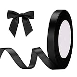 G2PLUS Schwarz Satinband 10mm, Dekoration Geschenkband, 22m Schleifenband zum Bastel, Schwarz Satin Dekoband für Geschenkverpackung, Dekoration