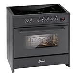 GURARI E 913 BL Induktionsherd 90 cm Standherd Schwarz, 5 Kochzonen, XXL Backofen 121L, Range Cooker, FLEX Zonen