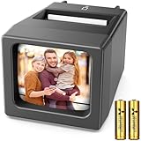 35-mm-Dia-Projektor und Dia-Betrachter, 2-fache Vergrößerung mit LED-Beleuchtung für alte Dias und 35-mm-Filmnegative (inklusive 2 AA-Batterien)