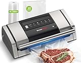 Bonsenkitchen Vakuumiergerät 15 L/min, Vakuumierer mit Beutelclip, Griffverriegelung und Integrierter Schneider, für Sous-Vide-Garen und Essenszubereitung, Hochleistungs-Schnellversiegelung-VS5100