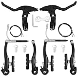 KAHOUI Fahrrad Bremse Set, V Brake Vordere Hintere, Vollaluminium Fahrradbremsen mit Bremszug Bremshebel Bremsbeläge, Bremsen Fahrrad Schwarz Universal, für Mountainbike Citybike Falträder
