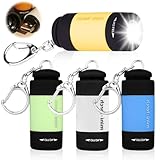 GAOUTO 4 Stücke Mini LED Taschenlampe, Taschenlampe USB Wiederaufladbare, IPX8 kleine Wasserdicht Taschenlampen mit Schlüsselanhänger, kindertaschenlampen für Camping, Grillen, Outdoor, Dringend.