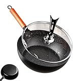 Antihaft-Bratpfanne – Eisenpfannen zum Kochen mit Deckel | Handgefertigte gehämmerte Kochpfanne Küche Kochgeschirr für Essen Familie Backen Outdoor Camping Induktionsherd Wohnung Picknick Zuhause