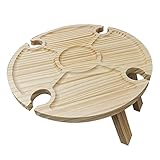 deendeng Outdoor Klapp Picknicktisch Holz Weinglas Rack Halter Tragbarer Camping Tisch für Lawn Beach Travel Garden Obstbrot Cupcake Käse Snack Board Holz Weinglas Rack Halter