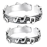 HANABASS 2 Stück Musiknoten Paarringe Kupfer Offener Vintage Stil Schmuck Damen Herren Geschenkidee Hochzeit Verlobung Modischer Partner Fingerringe