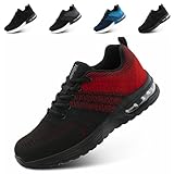 Hitmars Sportschuhe Herren Turnschuhe Laufschuhe Damen Running Sneaker Sport Schuhe Straßenlaufschuhe Luftkissen Atmungsaktiv Gym Tennis Rot EU 42