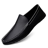 Cooleep Herren Slipper Leder Freizeitschuhe Mokassin Handgefertigte Fahrschuhe Business Schuhe Schwarz 47