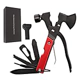 Survival Kit, Messer and Axt, Multifunktionswerkzeug 18-in-1 Multitoolaus Edelstahl Tragbar Hammer Jagdzubehör für Camping, Wandern, Notfall, Geschenke für Mann