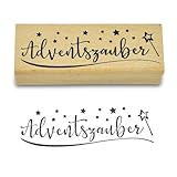 Frau WUNDERVoll® Stempel - Adventszauber - aus Holz, Schrift-/ Motivgröße: 7x2cm / Weihnachten Adventskalender Motivstempel Handstempel Dekostempel Gummistempel Geschenke