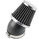 Evermotor Universal 45 Grad Biegung Doppelschicht Stahl Filter Luftfilter 37mm 38mm 39mm für Motorrad Scooter ATV Moped Schwarz