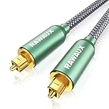 RAWAUX 5M Optisches Kabel mit 24K Vergoldete Stecker Digital Optisches Audiokabel Nylon Geflochtenes Digital Audio SPDIF Kabel auf Toslink Kabel für Soundbar, TV, Heimkino, PS4, DVD