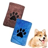 Trockentuch für Hunde, schnell trocknendes Haustier-Badetuch, Mikrofaser, super saugfähiges Haustierhandtuch, Handtücher für Haustiere, Hundehandtücher für kleine und mittelgroße Tiere, 2 Stück