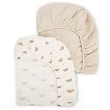 Peepeemax Musselin-Baumwolle Spannbettlaken 80x40cm, Kinderwagen Spannbettlaken Stubenwagen Matratzenbezug für Moseskorb, Babybett und Beistellbett für Jungen und Mädchen, 2er Pack, Regenbogen