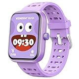 Smartwatch für Kinder, ohne/mit APP-Modus, 1,8 Zoll Touchscreen Fitness Tracker Uhr, Herzfrequenz/Schlafmonitor, IP68 wasserdicht, Puzzle-Spiele für Mädchen Jungen Teens 5-16, 80+ Sportmodus, Lila