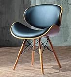 Wohnzimmerstuhl Esszimmerstuhl Bürostuhl Kunstleder aus Massivholz Nussbaum -Finish (Schwarze Walnuss -Finish)