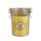 Kerzenfarm Hahn Bienenwachskerze im Original Weckglas, 160 ml, Kerze aus reinem Bienenwachs, Naturprodukt, echte Handarbeit, 84 mm x Ø 70 mm
