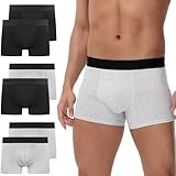 NAWOBAM Herren Boxershorts 6er Pack Ohne Kratzenden Zettel Baumwolle Unterhosen Männer Retroshorts Unterwäsche Boxer Schwarz Grau L