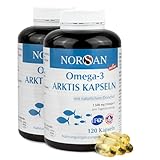 NORSAN Premium Omega-3 Arktis Dorschöl Kapseln 2x120 Kapseln / 1.500 mg Omega-3 pro Portion/Omega-3 Kapseln Kapseln aus nachhaltigem Wildfang