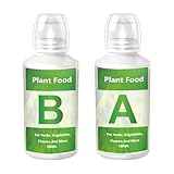 Pflanzendünger – 100 ml Hydrokulturflüssigkeit | Pflanzenhydrokultur, Gemüsedünger, Lebensmittel A und B, mehr Wachstum und Ertrag im Innenbereich für das Growing-System, Allzweck-Bodenverbesserer fü
