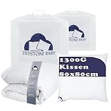 Set Premium Ballonbett Bettdecke (135x200 cm) und Federkopfkissen 1300g (80x80 cm) - Hochwertige Winterbettdecke mit 10% Daunen und 90% Federn - 3000g Füllgewicht - Hypoallergen, Duvet mit Pillow