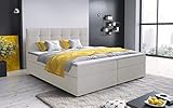 A-dekor home Boxspringbett Fenix Hotelbett, kontinentales Bett, Designerbett, 140/160/180x200cm, viele Farbvarianten, Zwei Bettkasten, Bonell Matratze, Topper (Cosmic 10 Creme, 140 x 200 cm)