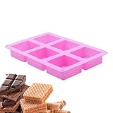 Formen für Schokolade, 6 Mulden, Silikon, antihaftbeschichtet, quadratisch, Backwerkzeuge für Ton, Seife, Harz, Gips, Süßigkeiten, Cupcakes