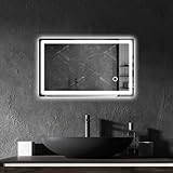 KLGFI LED Badspiegel mit Beleuchtung, Badezimmerspiegel mit Beleuchtung, Wandspiegel fürs Bad, Spiegel mit Licht für das Badezimmer mit Touch-Schalter (40 x 60 cm)