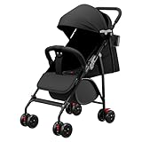 Kindersportwagen,Zusammenklappbarer Kinderwagen,Kinderwagen für jedes Gelände,Klein Zusammenklappbar,Ultraleicht (nur 4.8 kg),für Babys ab 6 Monaten,Liegebuggy,bis 20 kg (Schwarz, 47 x 72 x 97cm)