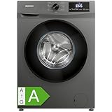 Bomann Waschmaschine 7kg | max. 1400 U/min | 10 Jahre Motor-Garantie | effizienter, leiser & langlebiger Invertermotor | 15 Programme | Endzeitvorwahl | Washing Machine WA 7175 titan - schwarz
