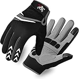 BEAST RAGE Vollfinger-Radhandschuhe mit Polsterung für Männer und Frauen, rutschfest, stoßdämpfend, atmungsaktiv, Touchscreen Mountainbike-Handschuhe für BMX, MTB-Rennen, Straßenrennen (SCHWARZ, M)