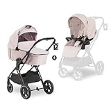 hauck 2 in 1 Kinderwagenset Vision X Set ab Geburt bis 22 kg mit Babywanne, wendbaren Sportsitz mit Beindecke und Liegefunktion, UPF 50+, Gummiräder, Getränkehalter, Zusammenklappbar (Melange Beige)