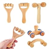 Yiyifor 5er Set Premium Faszienstab aus Holz, Massageroller Set für Muskelentspannung (Whole Body Massage)