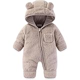 Baby Fleece-Overall - Atmungsaktiver Unisex Jumpsuit Mit Reißverschluss Strampler für Babys Neugeborene Kleinkind Mädchen Jungen Warm (Light Gray, 0-3 Months)
